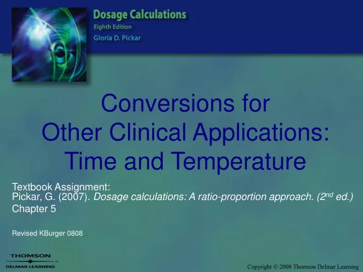 conversions for other clinical applications time and temperature