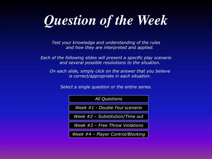 question of the week