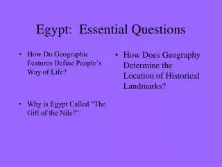 Egypt: Essential Questions