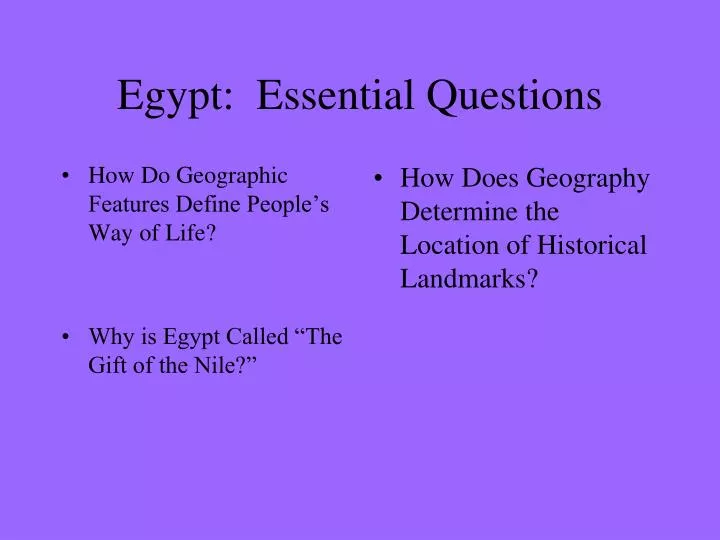 egypt essential questions