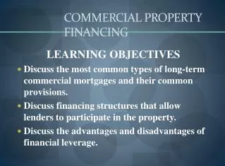 COMMERCIAL PROPERTY FINANCING