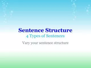 Sentence Structure 4 Types of Sentences