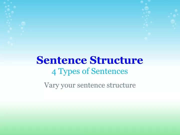 sentence structure 4 types of sentences