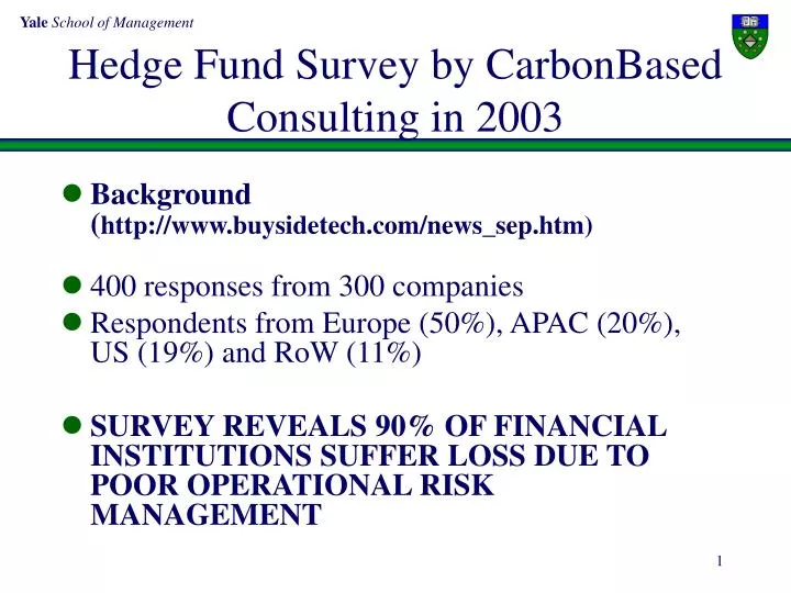 hedge fund survey by carbonbased consulting in 2003