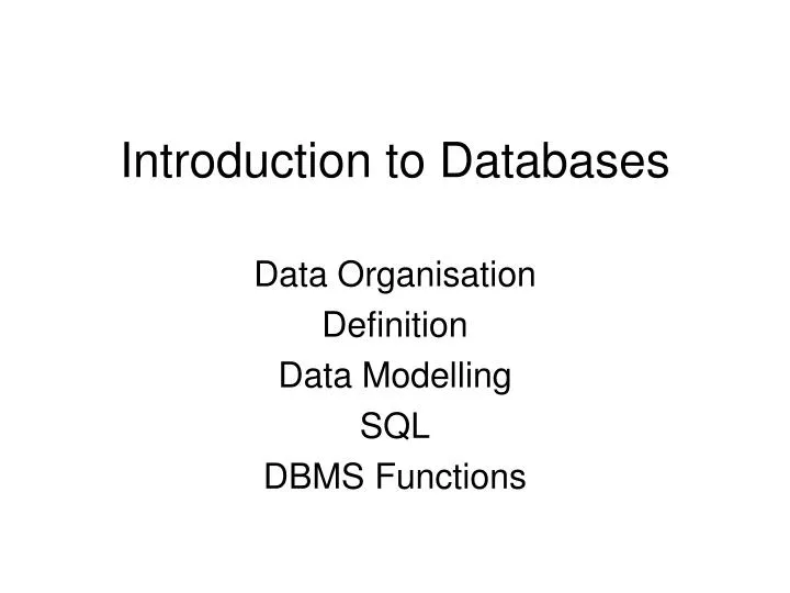 introduction to databases