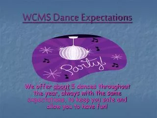 WCMS Dance Expectations