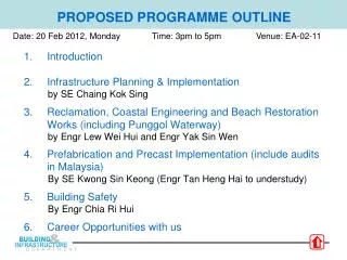PROPOSED PROGRAMME OUTLINE