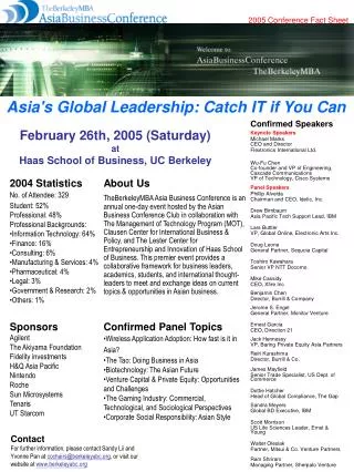 February 26th, 2005 (Saturday) at Haas School of Business, UC Berkeley