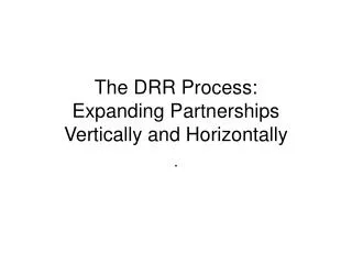 The DRR Process: Expanding Partnerships Vertically and Horizontally