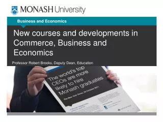 New courses and developments in Commerce, Business and Economics