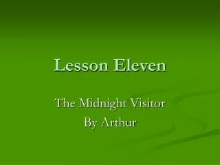 Lesson Eleven