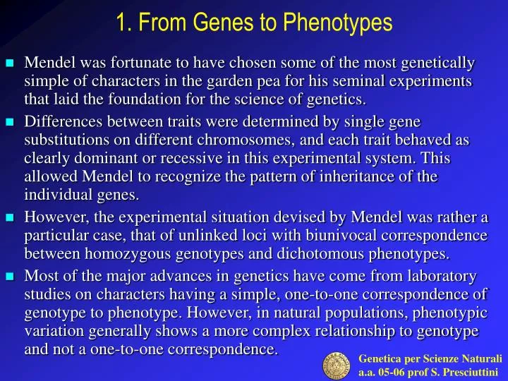 1 from genes to phenotypes
