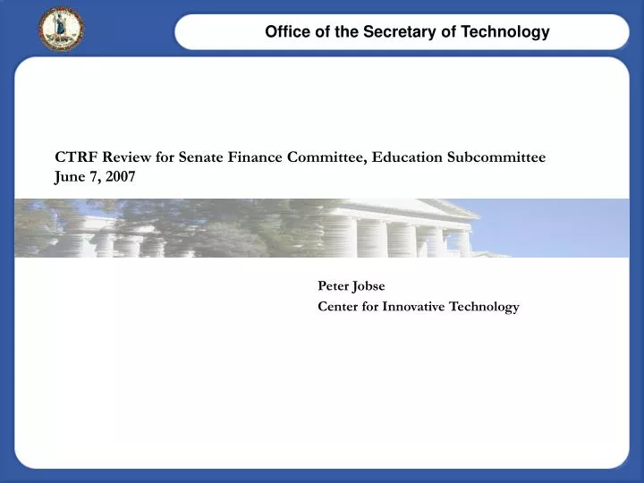 ctrf review for senate finance committee education subcommittee june 7 2007
