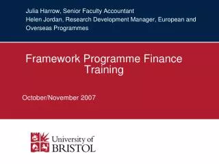Framework Programme Finance Training