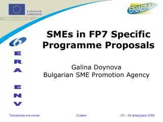 SMEs in FP7 Specific Programme Proposals