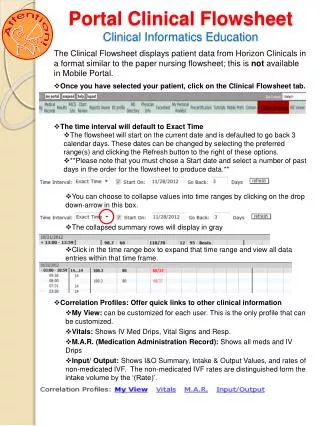 portal clinical flowsheet clinical informatics education