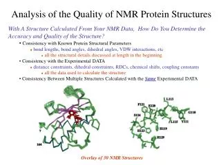 Analysis of the Quality of NMR Protein Structures
