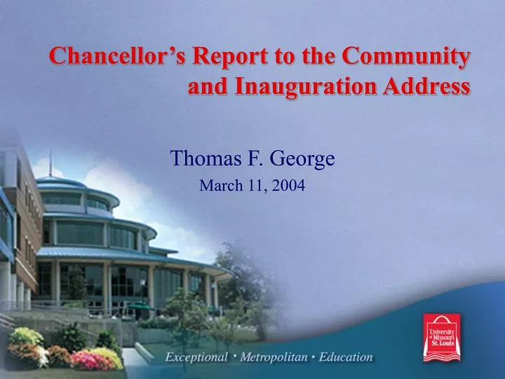 chancellor s report to the community and inauguration address