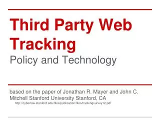 Third Party Web Tracking Policy and Technology