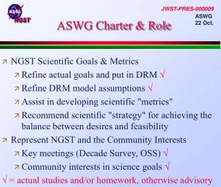 ASWG Charter &amp; Role