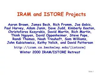 IRAM and ISTORE Projects