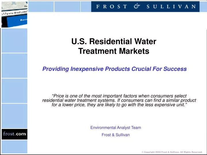 u s residential water treatment markets providing inexpensive products crucial for success