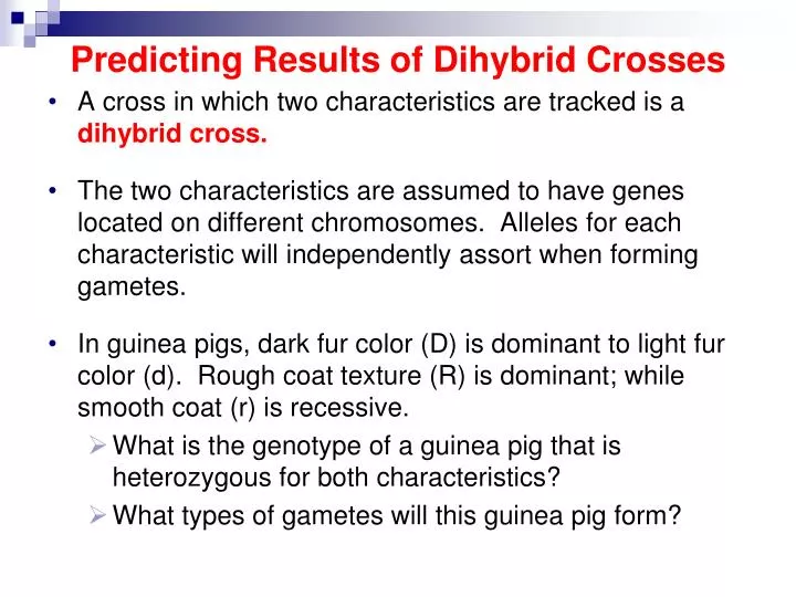 predicting results of dihybrid crosses