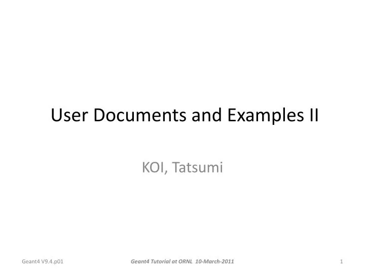 user documents and examples ii