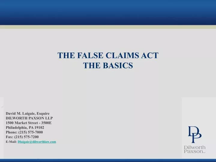 the false claims act the basics