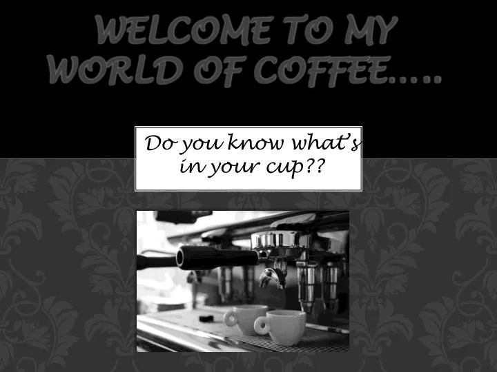 welcome to my world of coffee