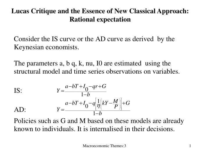 lucas critique and the essence of new classical approach rational expectation