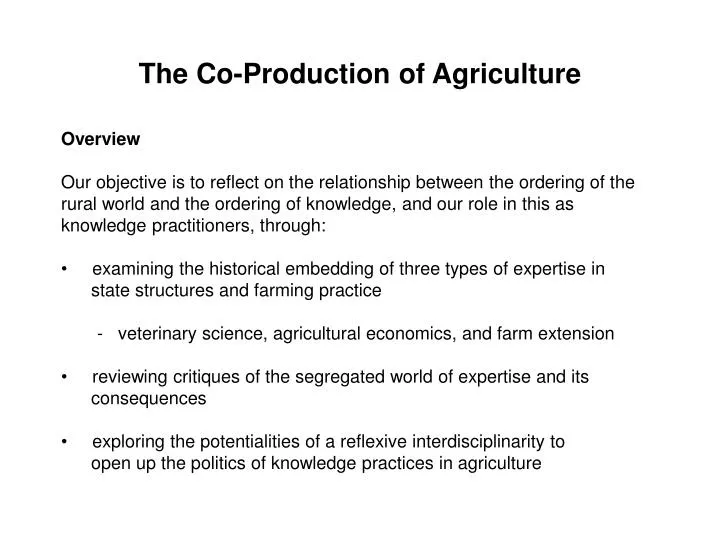 the co production of agriculture