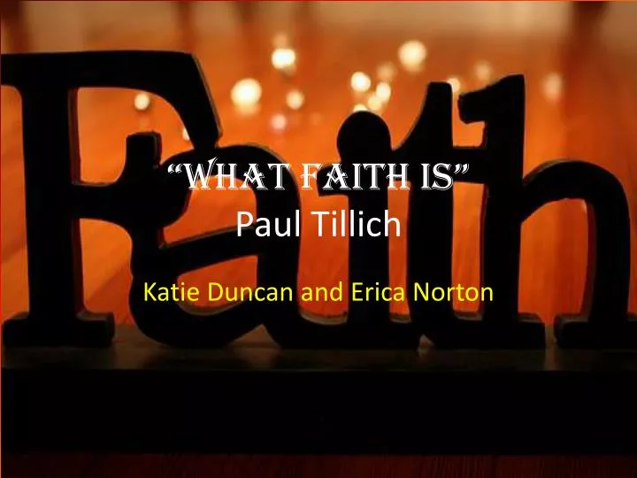 what faith is paul tillich