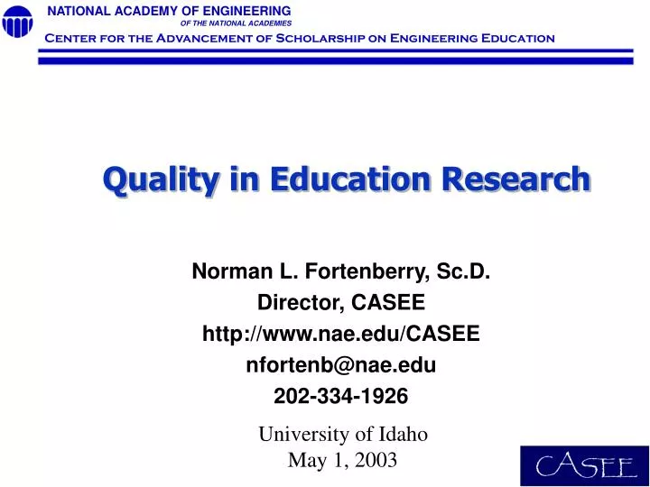 quality in education research