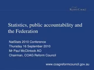 Statistics, public accountability and the Federation