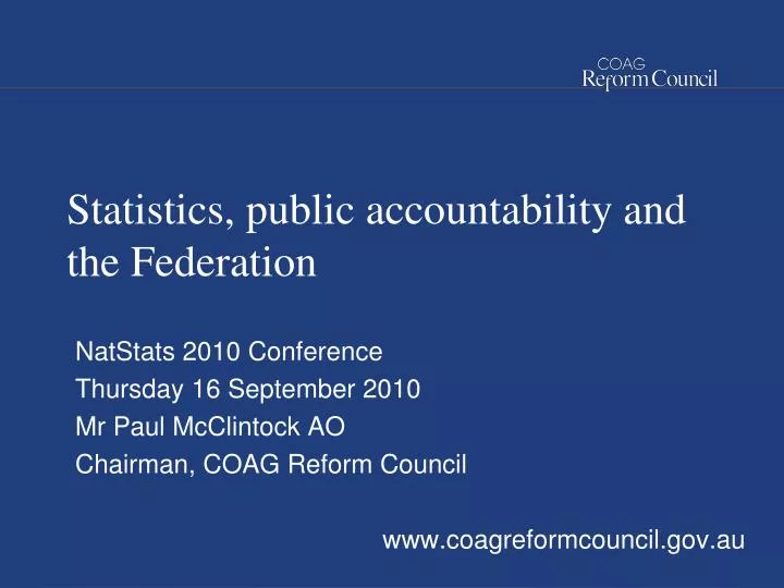 statistics public accountability and the federation