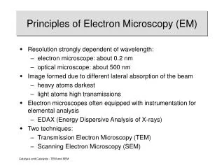 Principles of Electron Microscopy (EM)