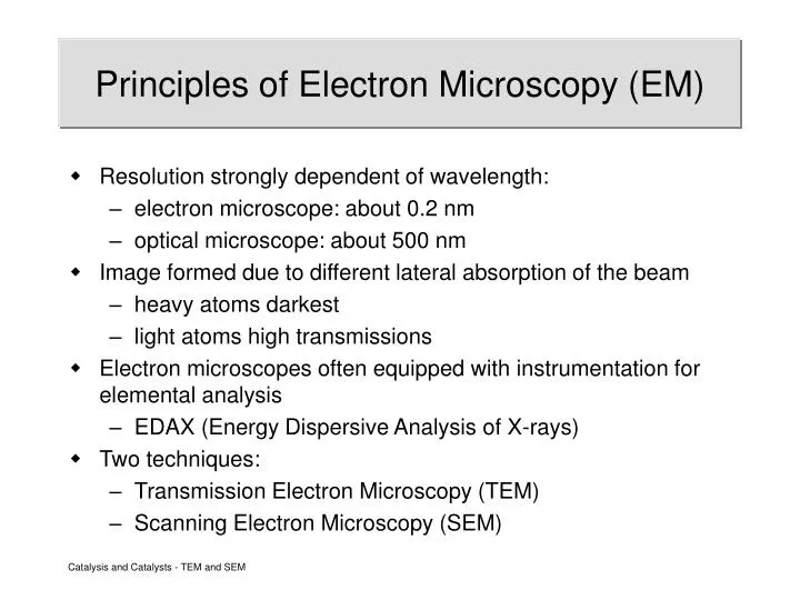 principles of electron microscopy em