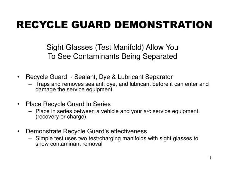 sight glasses test manifold allow you to see contaminants being separated