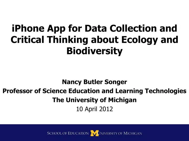 iphone app for data collection and critical thinking about ecology and biodiversity