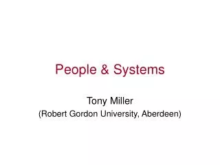 People &amp; Systems