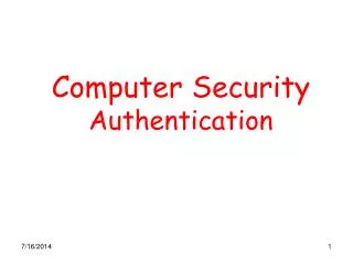 Computer Security Authentication