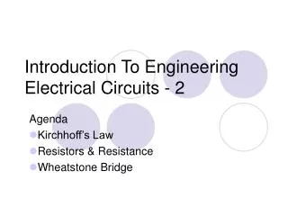 Introduction To Engineering Electrical Circuits - 2