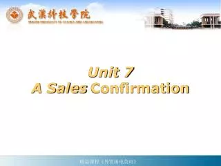 Unit 7 A Sales Confirmation