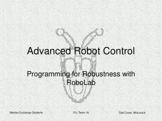 Advanced Robot Control
