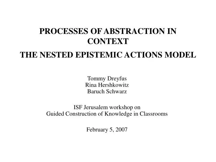 processes of abstraction in context the nested epistemic actions model