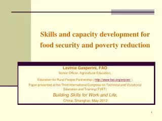 skills and capacity development for food security and poverty reduction