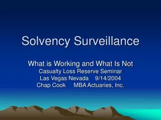 Solvency Surveillance