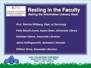 Reeling in the Faculty Baiting the Information Literacy Hook