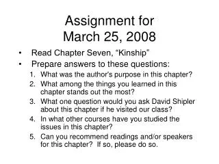 Assignment for March 25, 2008